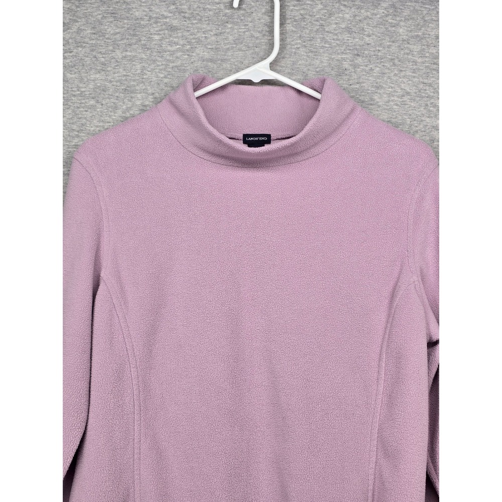 Lands End Womens Fleece Mock Neck Pullover Top Lilac Purple Medium 10-12 461534